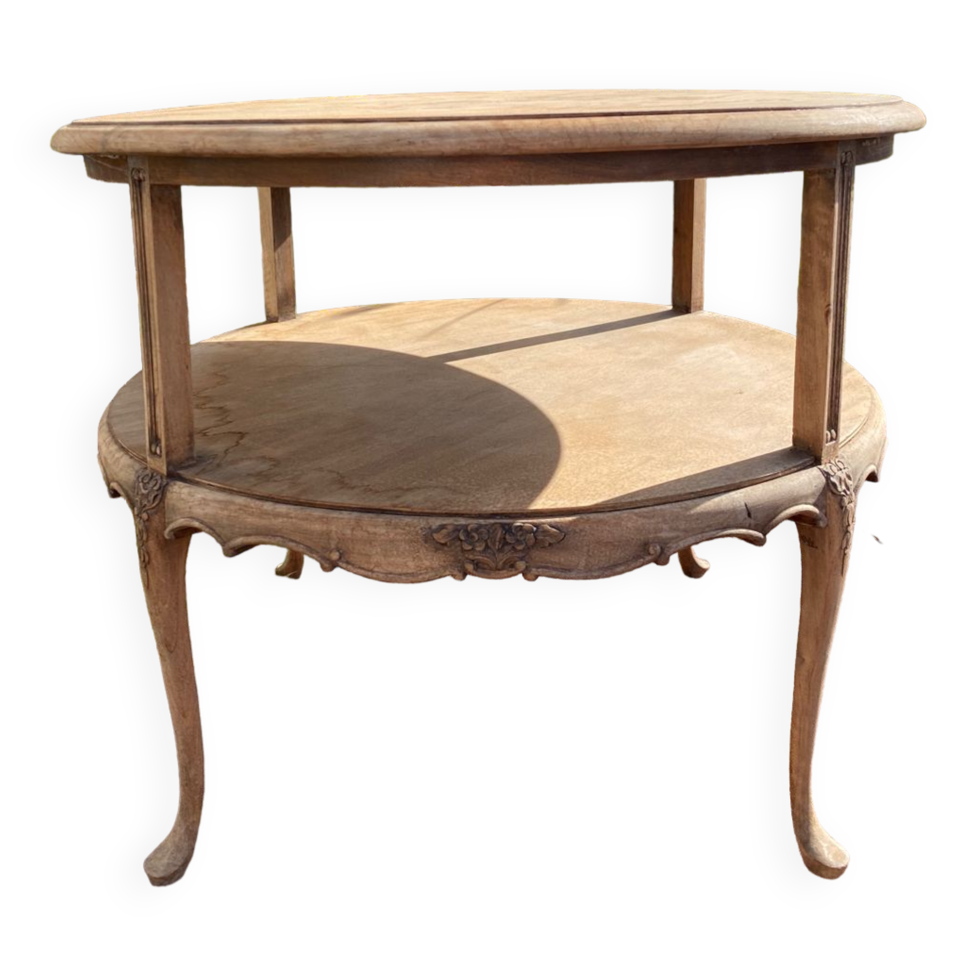 Antique chippendale style sandblasted wood coffee table