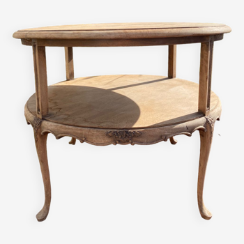 Table basse ancienne en bois sablé style chippendale