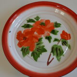 Vintage sheet metal enamelled floral tray