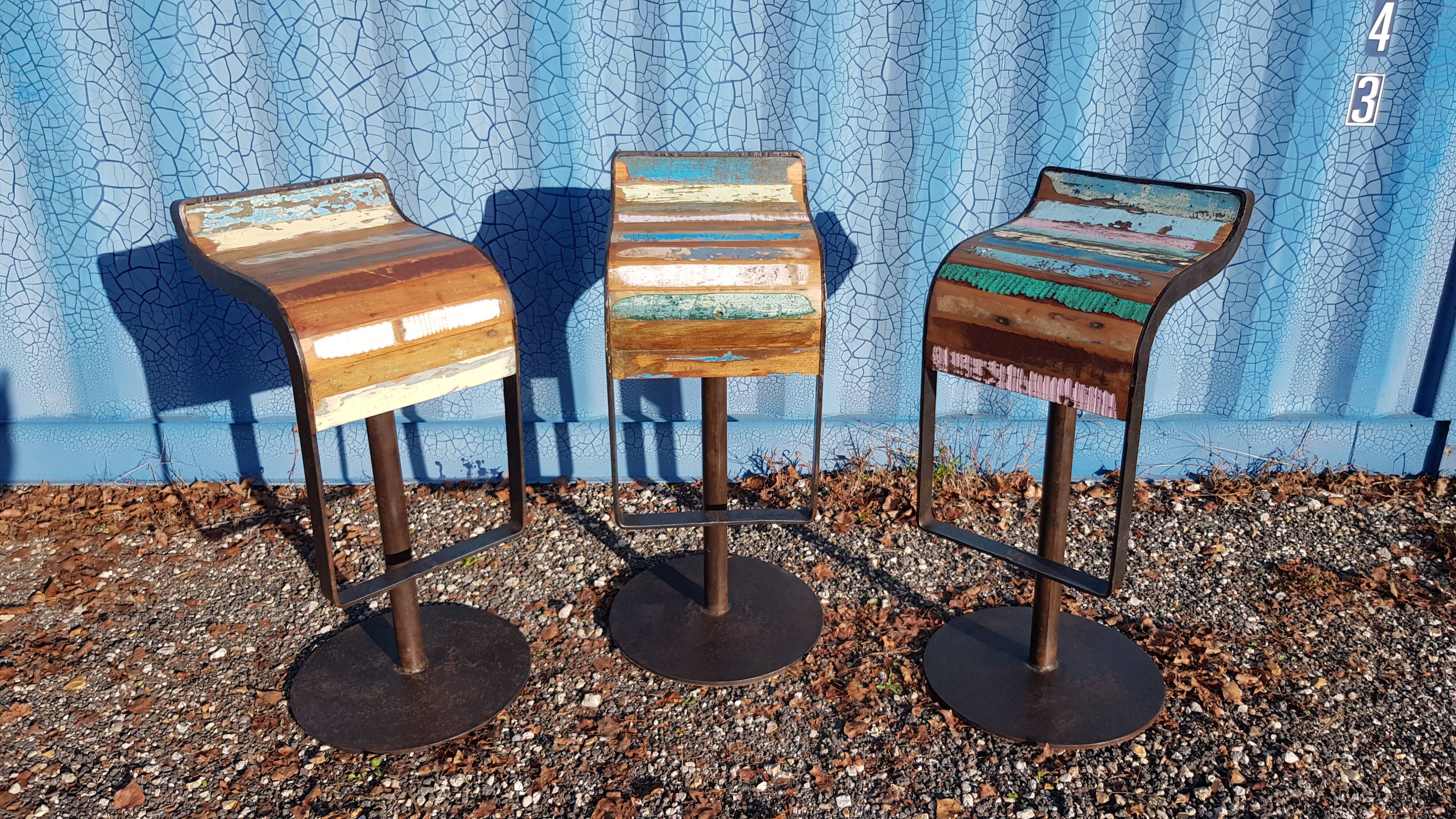 Bar stool design cast iron and wood