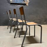 Set of Mulca school chairs patinated graphite.