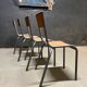 Set of Mulca school chairs patinated graphite.