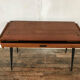 Bureau tricoteuse en teck vintage pieds compas fuseaux noir 1950 1960 style scandinave
