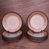 6 deep plates in Grés Salins Marrons swirls