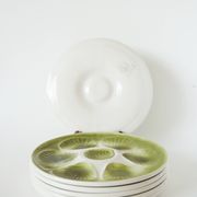 Set of 5 Moulins des Loups oyster plates, Green, 1960