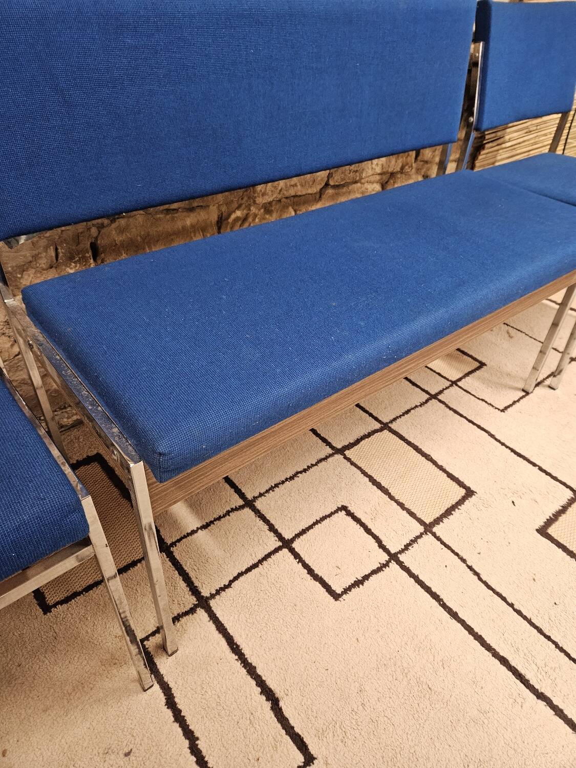 Bench and its two vintage chairs 1970