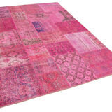 Tapis anatolien fait à la main 170 cm x 240 cm patchwork rose