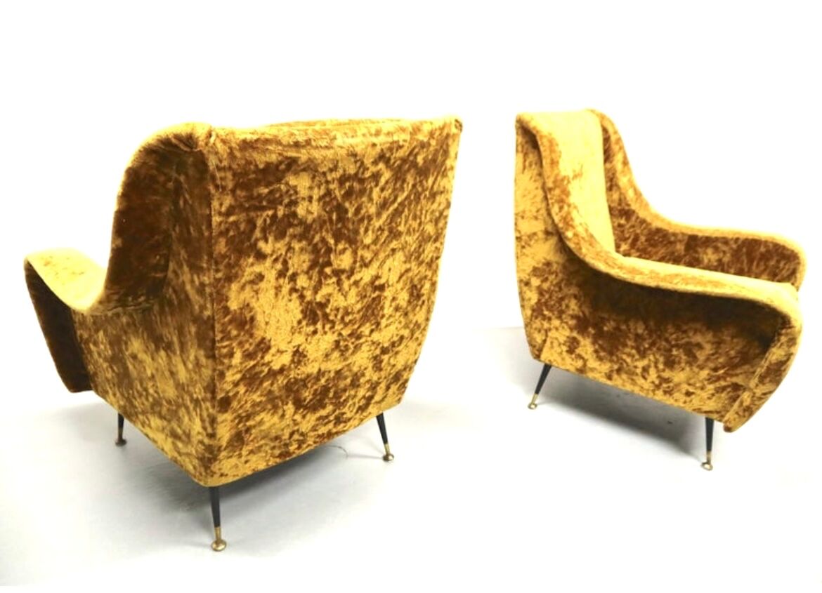 Pair set of 2 armchairs, italy 1950s
