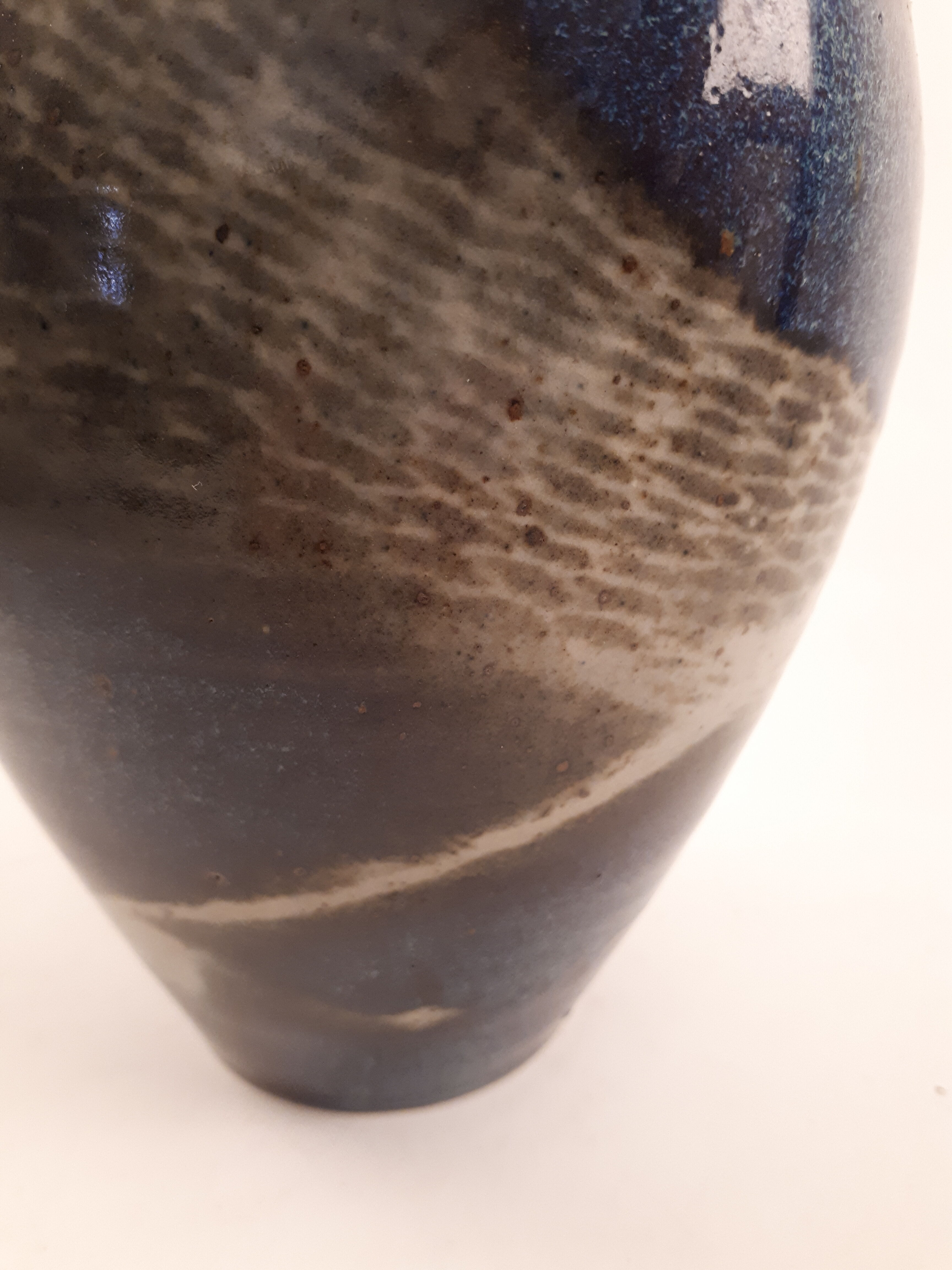 Vintage ceramic vase enamelled sandstone brown green blue