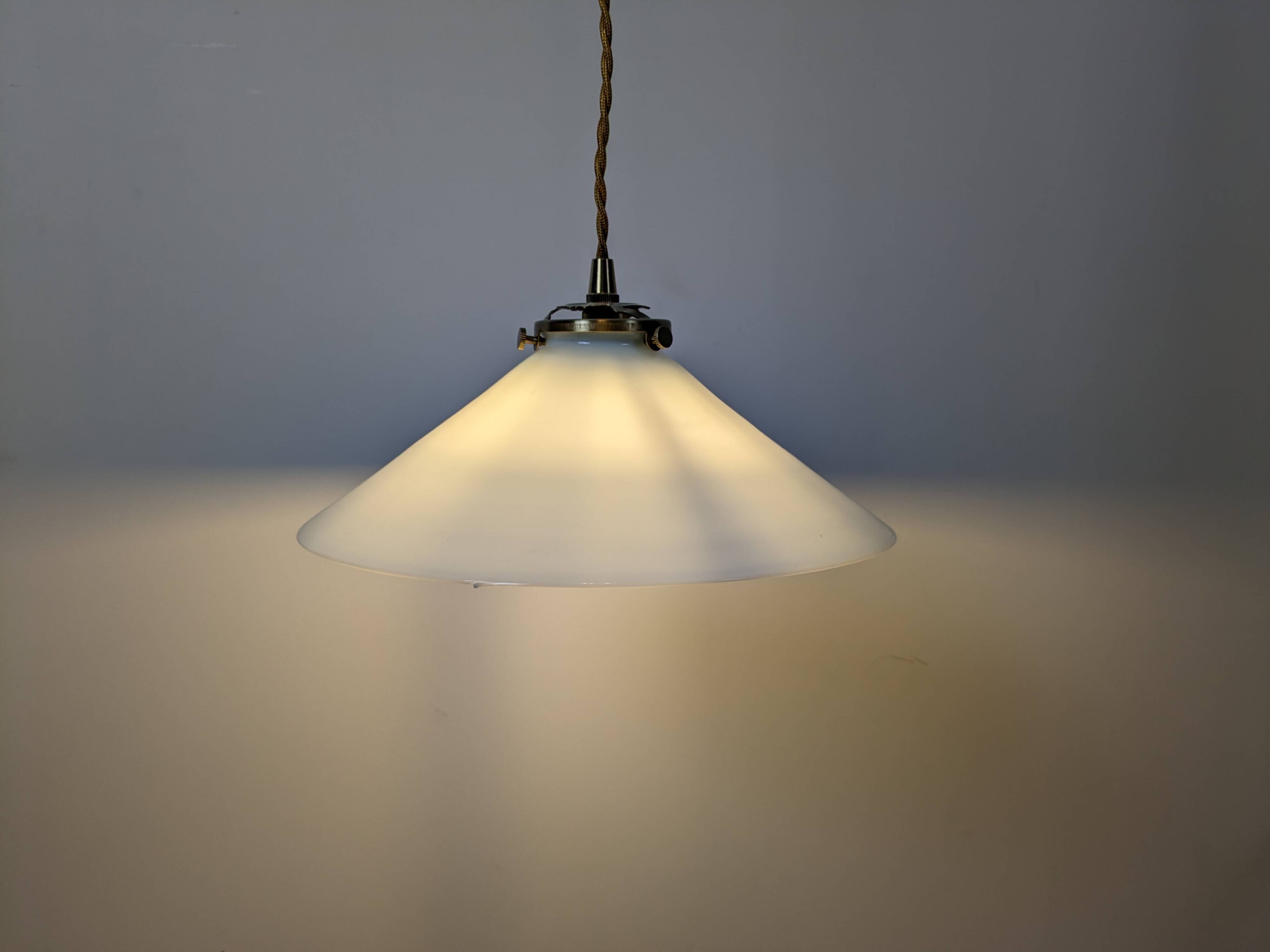 Vintage white opaline pendant light