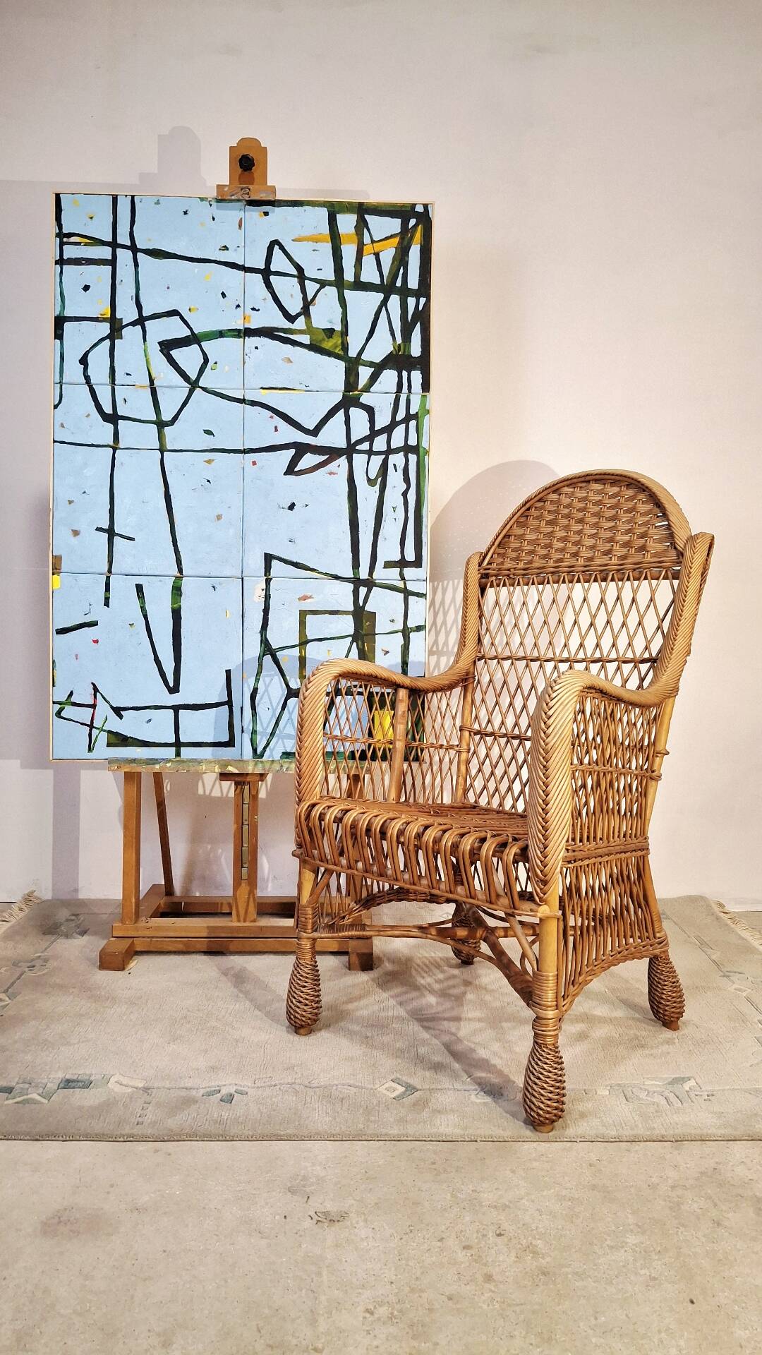 Vintage 1980s Rattan Armchair – Boho Wicker Accent Chair