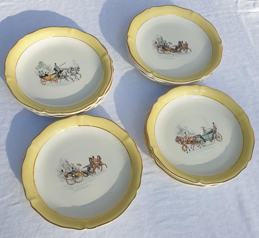 Series 11 plates stagecoach Céranord St Amand vintage 1960