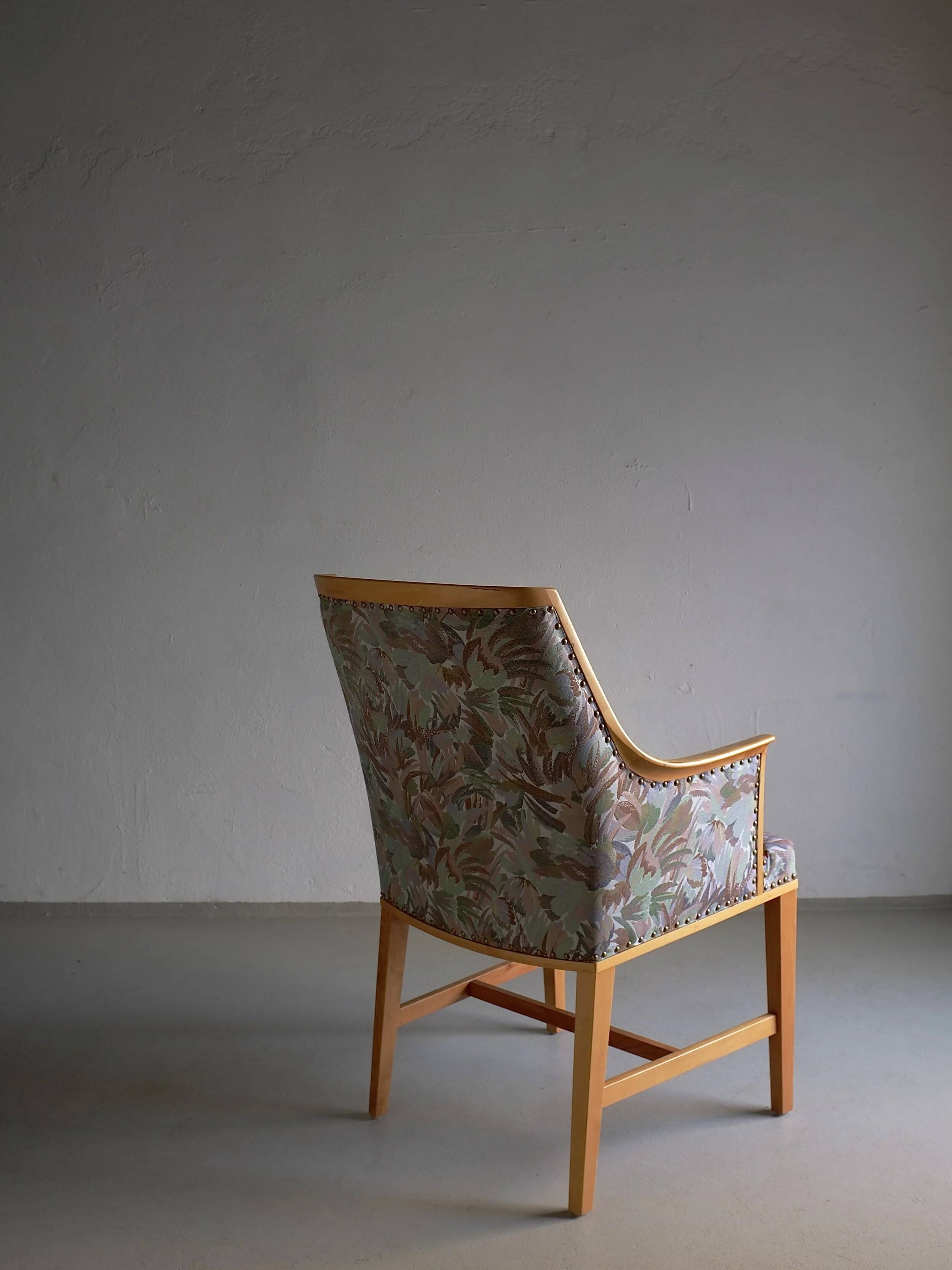 Swedish Grace floral birch wood armchair