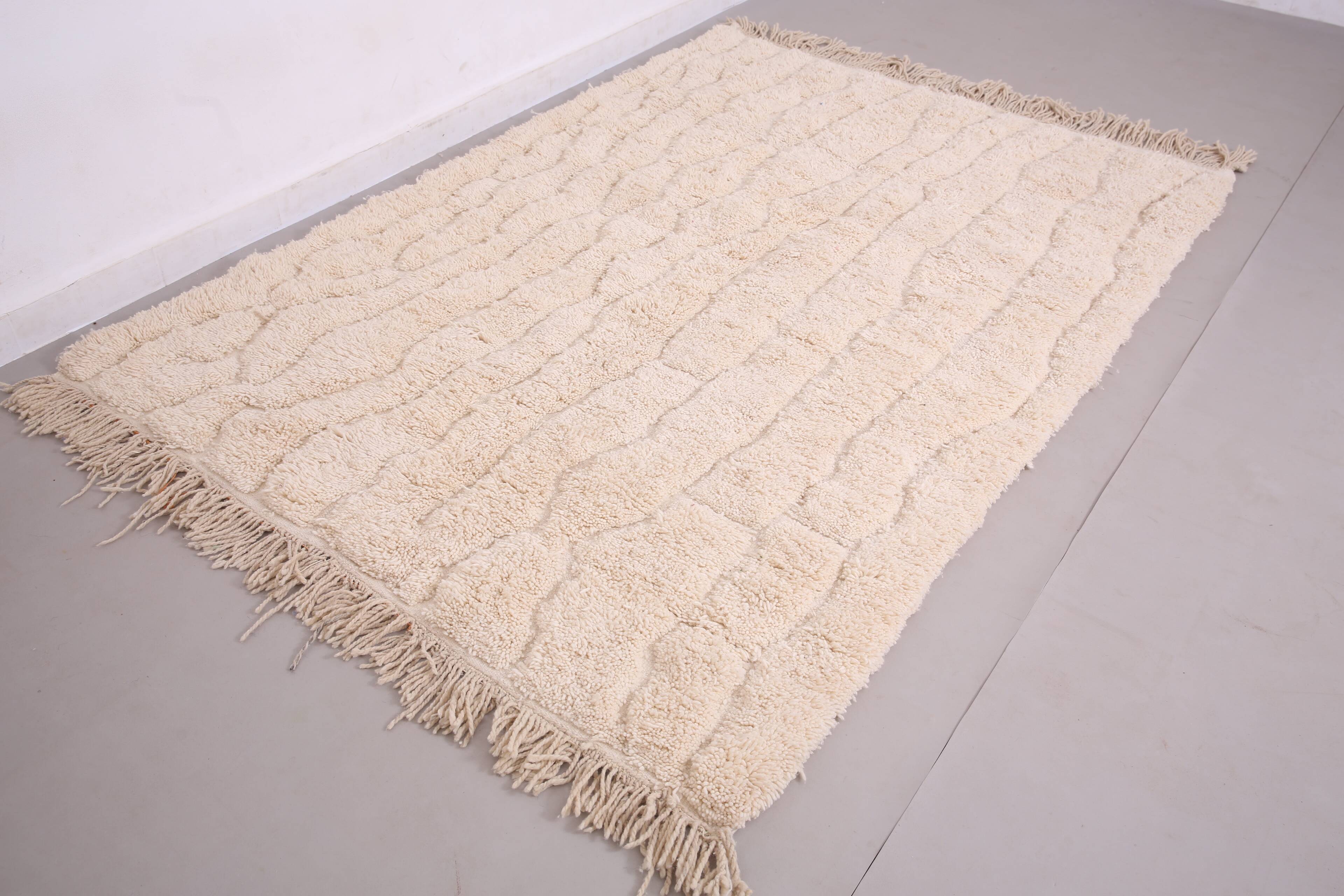 Cream Handmade Moroccan Rug 167 x 242 cm - Beige Beni Ourain Rug Berber