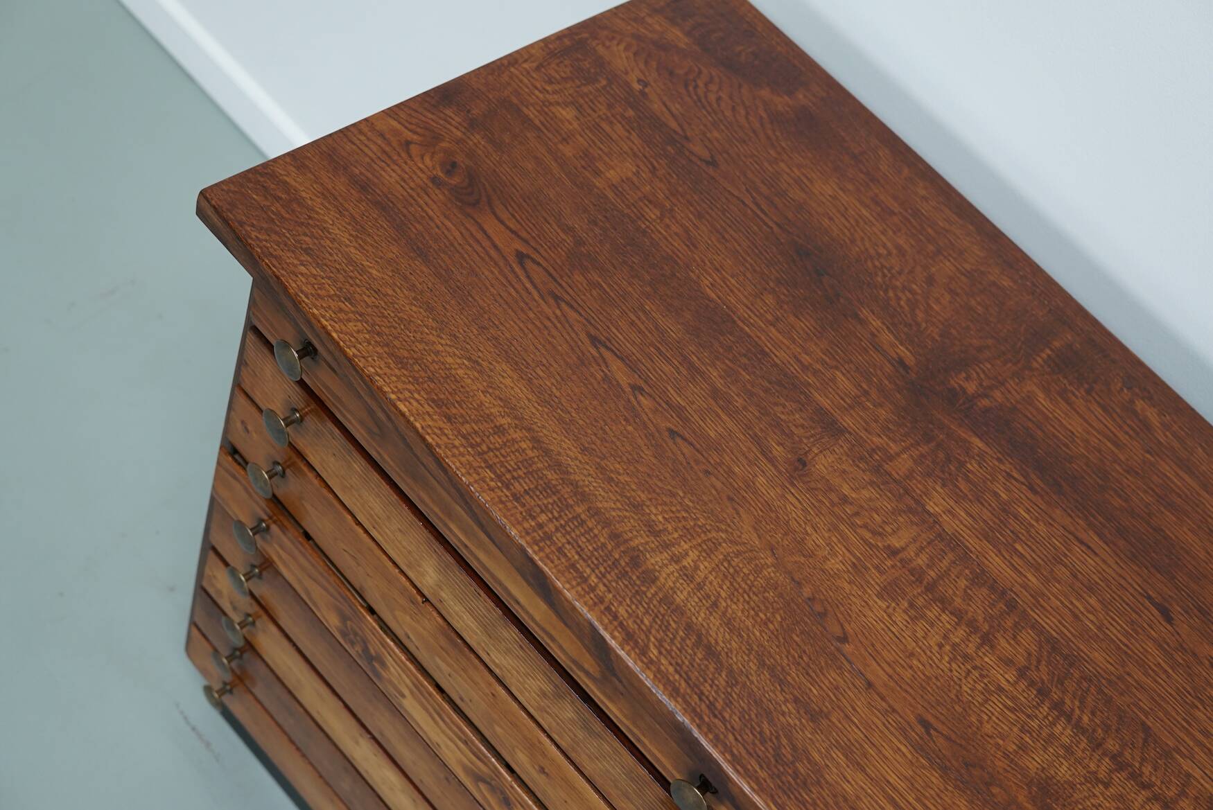 Vintage German pine and oak apothecary cabinet, 1950s