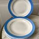 6 hollow plates sky blue Saint-Amand model "Languedoc" 50s