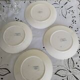 Set of 4 dinner plates in Sarreguemines Digoin earthenware, blue color, Vaucluse model