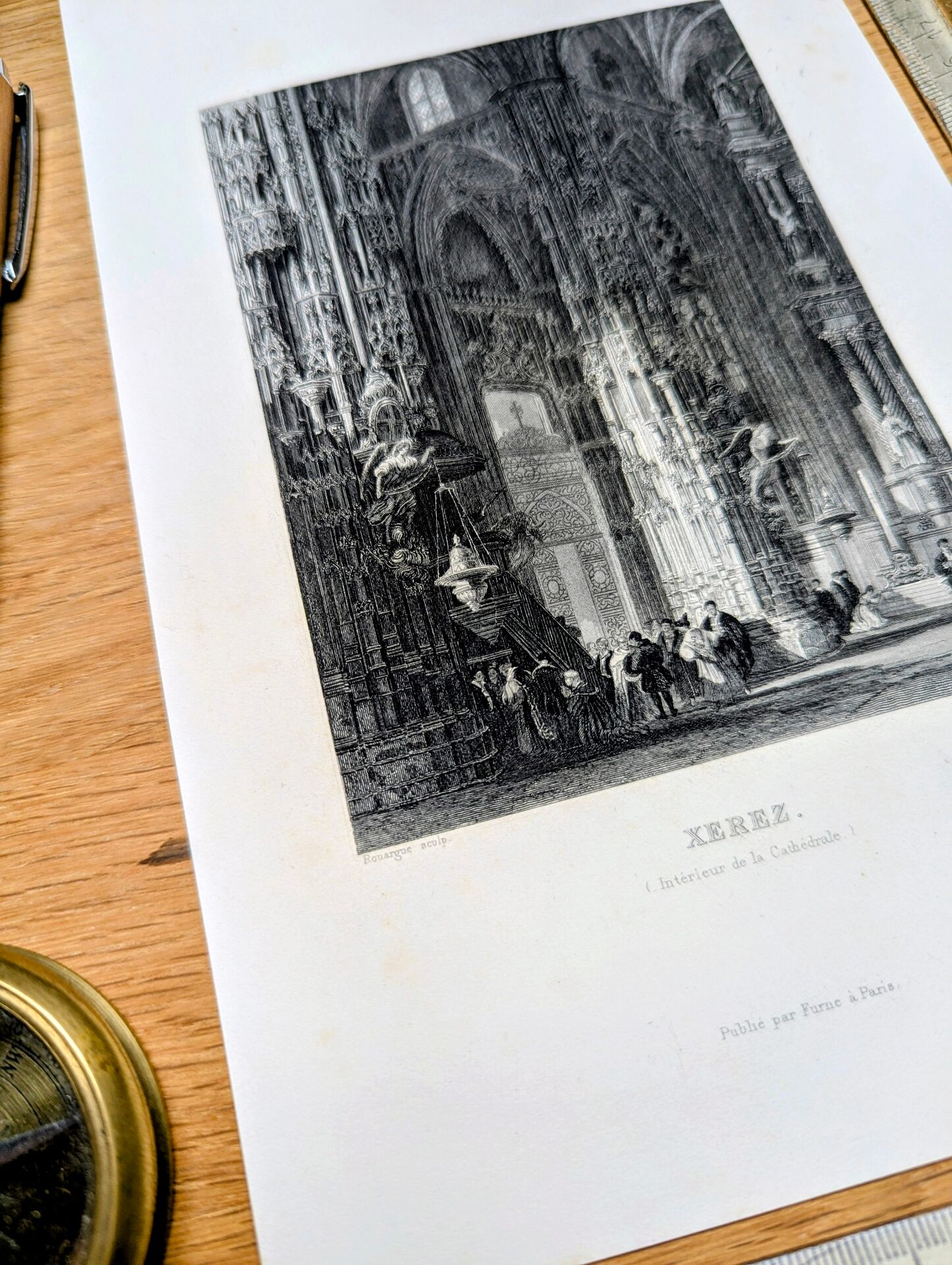 Cathédrale de Xerez, gravure, imprimée en 1841