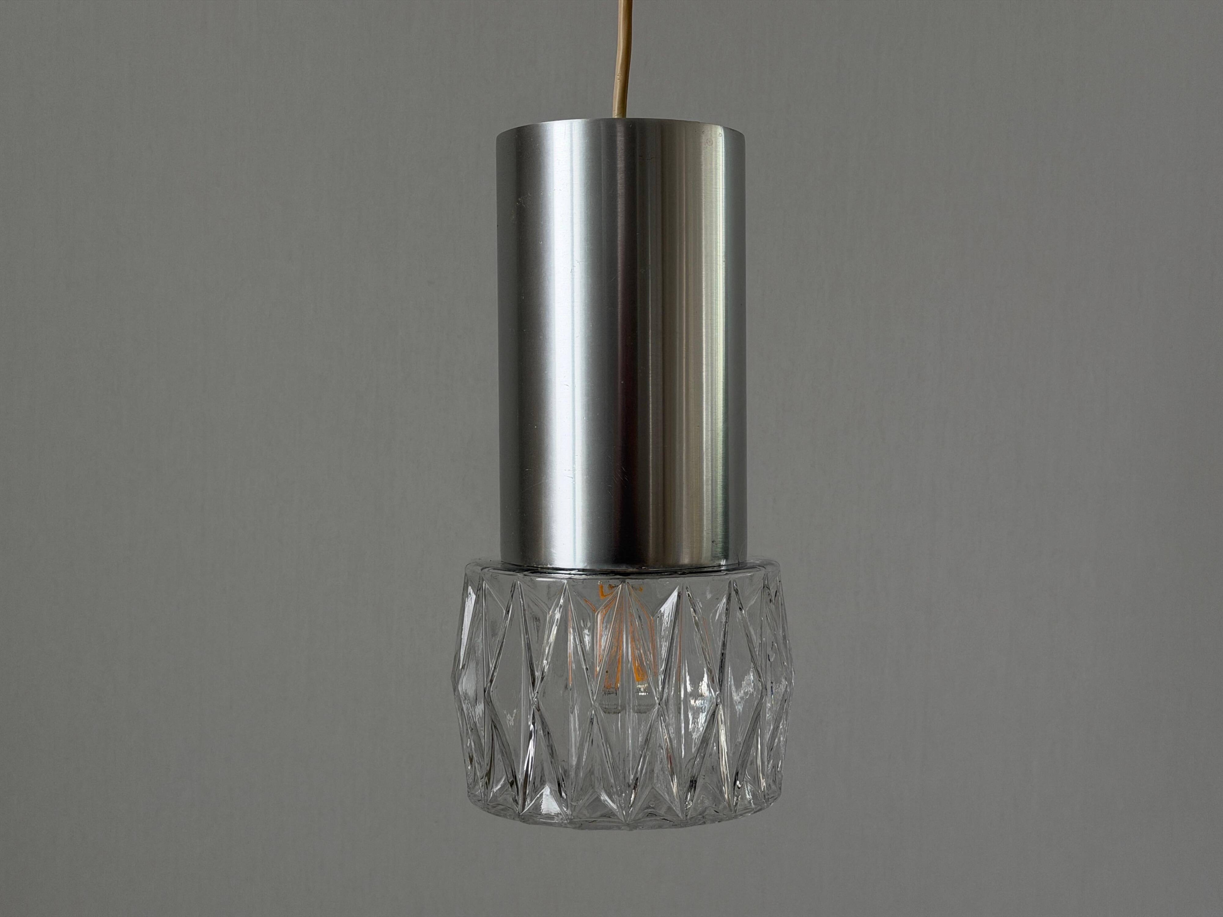 Glass ceiling light with a metal frame, 1960s, Germany