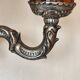 Silver-colored chiseled metal wall light, 2 lights with orange glass tulip