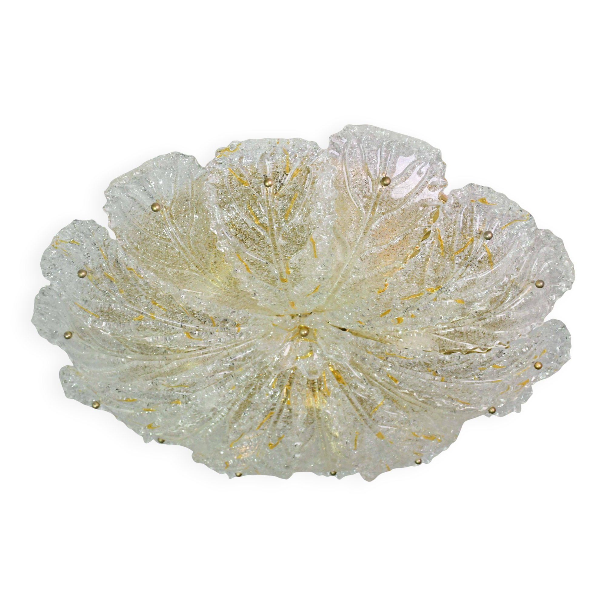 Splendid large size Italian Murano glass yellow and transparent ceiling light