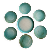 Set of glazed stoneware plates