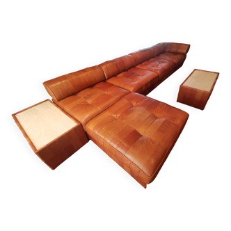 Canape modulaire DE SEDE DS88 cuir patchwork cognac