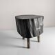 Wabi-Sabi black ebonised wood stool with butterfly joints