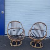 Pairs of 70s rattan armchairs