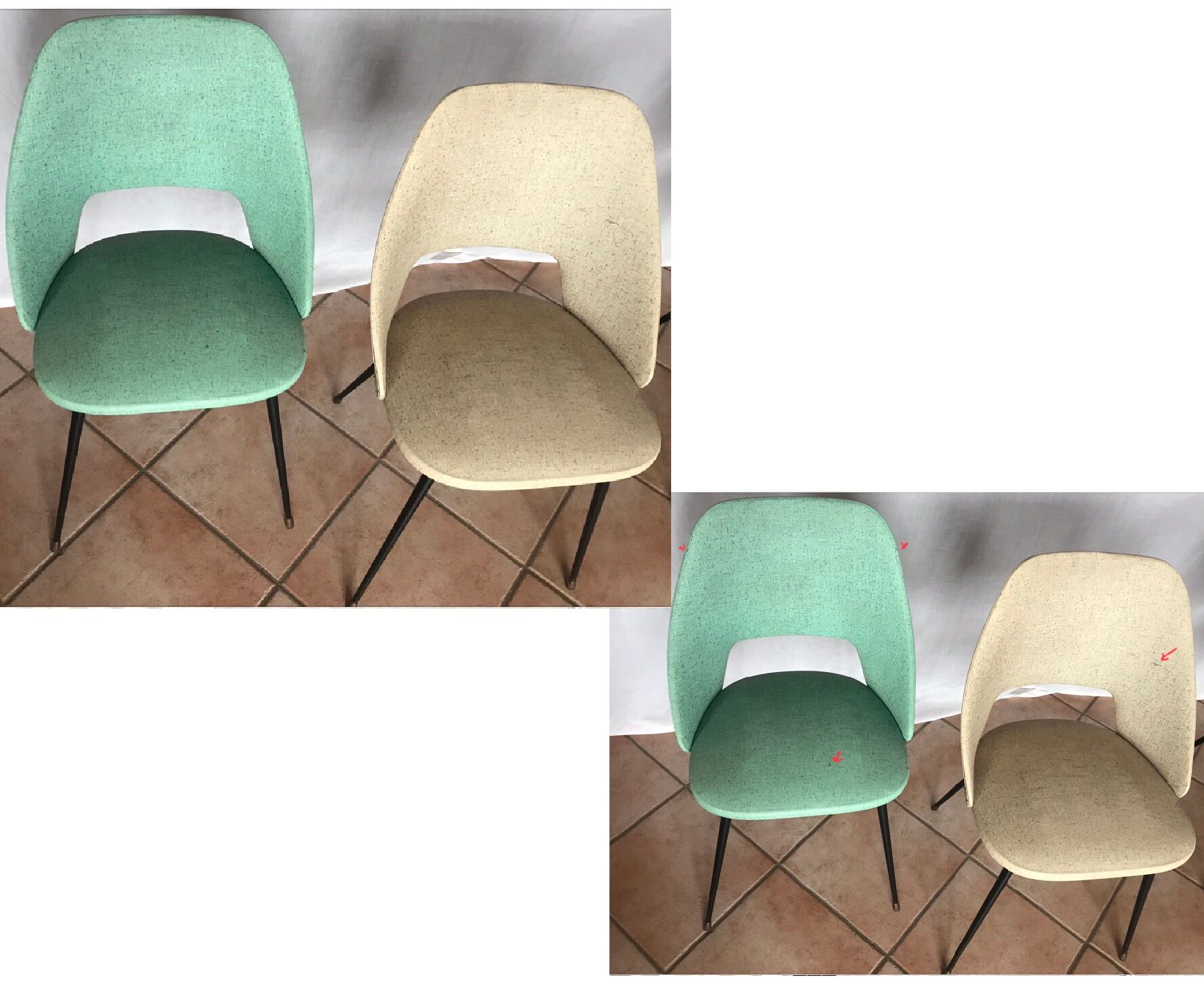 3 chaises tonneau années 50/60 skaï