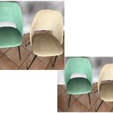 3 chairs barrel 50/60s skaï
