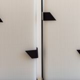 Pair of modernist metal wall lights with perspex diffuser, 1950s/1960s