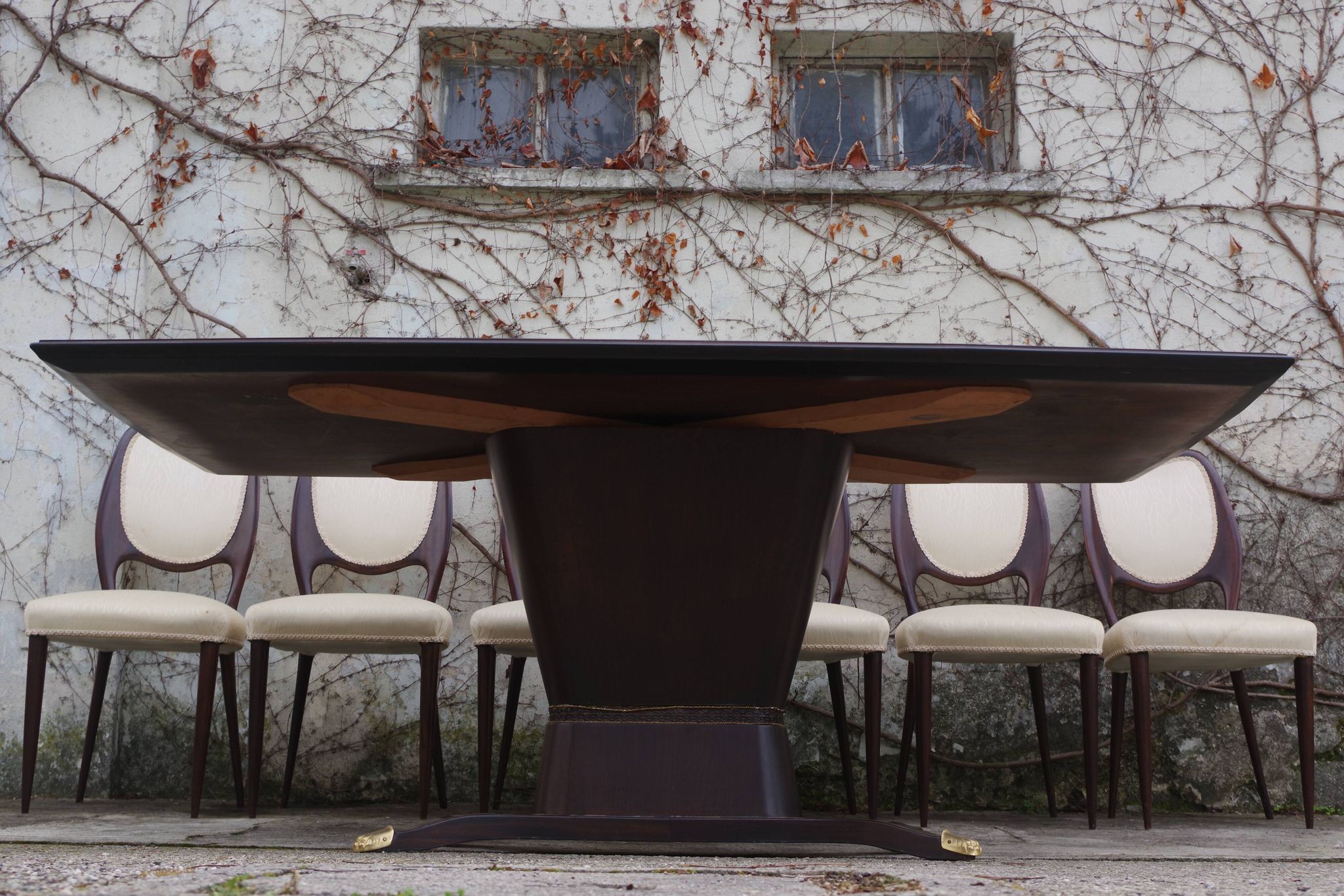Dining Room Table and Mahogany Chairs by Fratelli Rigamonti, 1950s, Set of 7