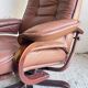 Scandinavian brown leather recliner lounge chair with ottoman, circa 1990