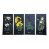 4 vintage flower plates
