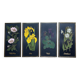 4 plaques fleurs vintage