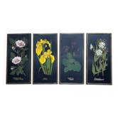 4 plaques fleurs vintage