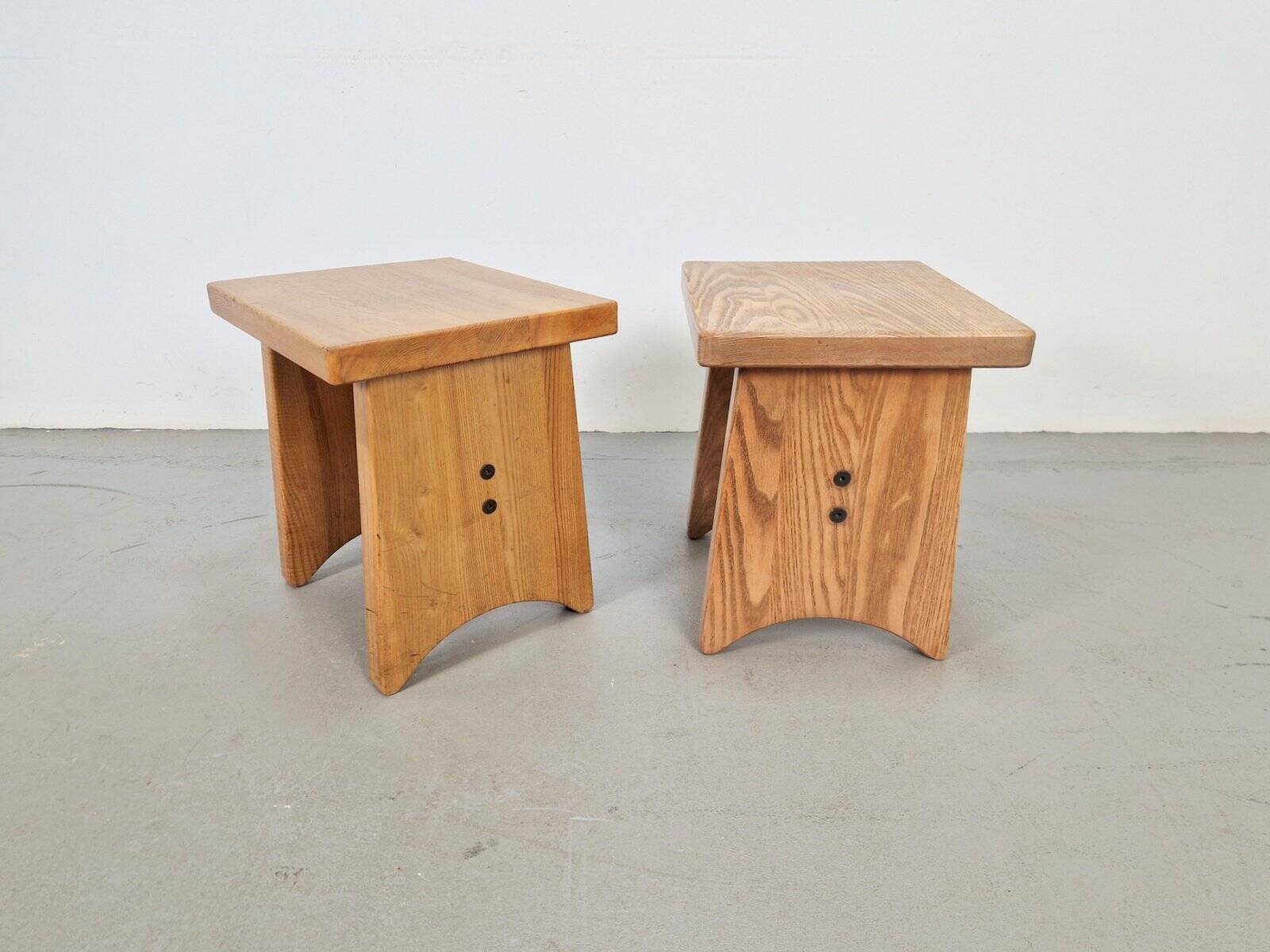 Tabourets en chêne brutaliste vintage, Danemark, 1960, ensemble de 2