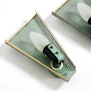 Pair of beautiful mint green Mid Century Modern perforated sheet metal wall