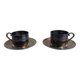 Pair of silver-plated tea cups
