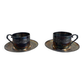 Paire Tasse à thé métal argenté