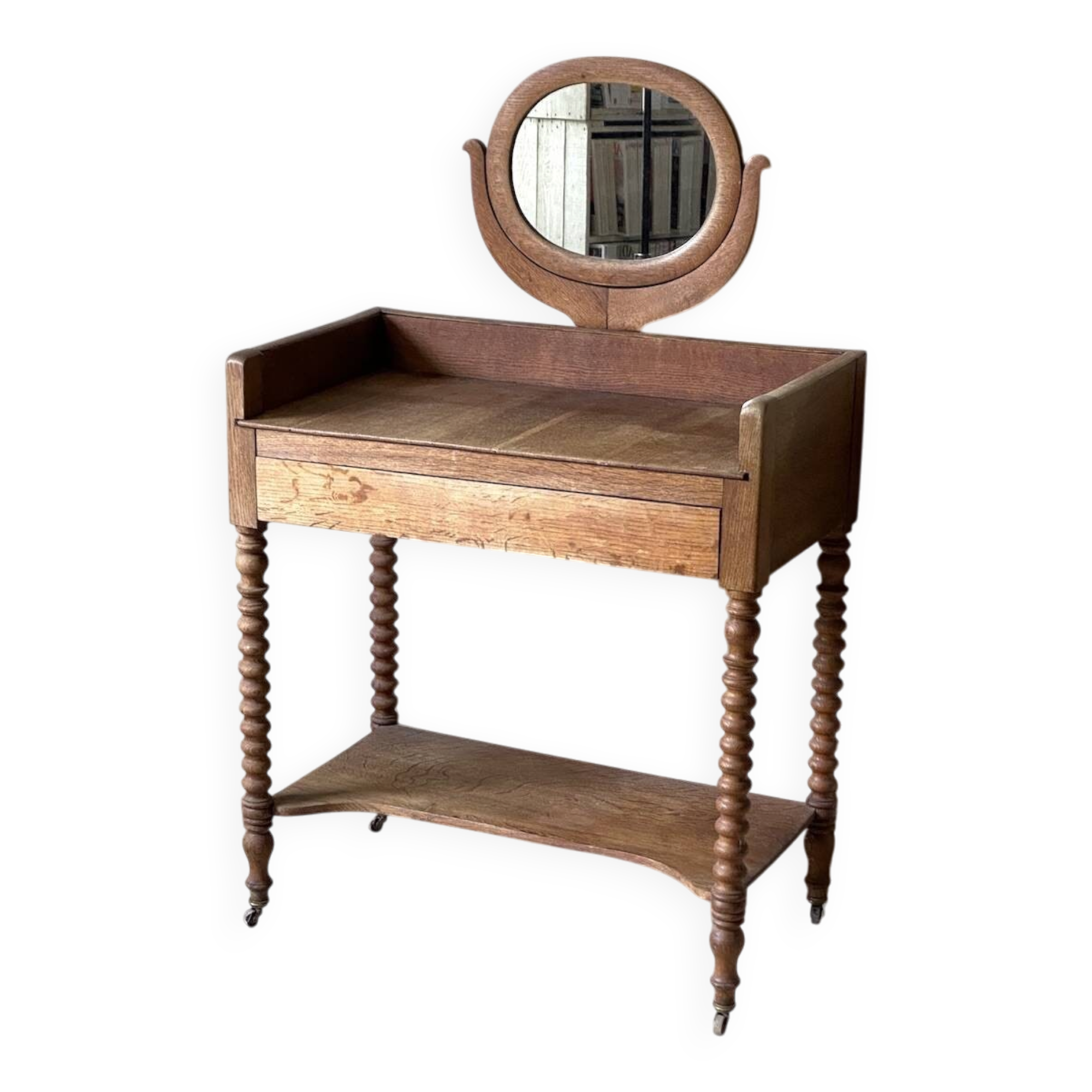 Vintage 1950s turned wood dressing table