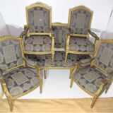 4 armchairs and a gilded wooden sofa Louis XVI style