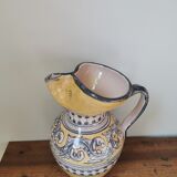 Vintage hand-painted carafe signed ceramic plant pattern