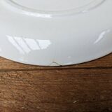 Old ceramic plate with scene of life and blue floral decor Van Melle