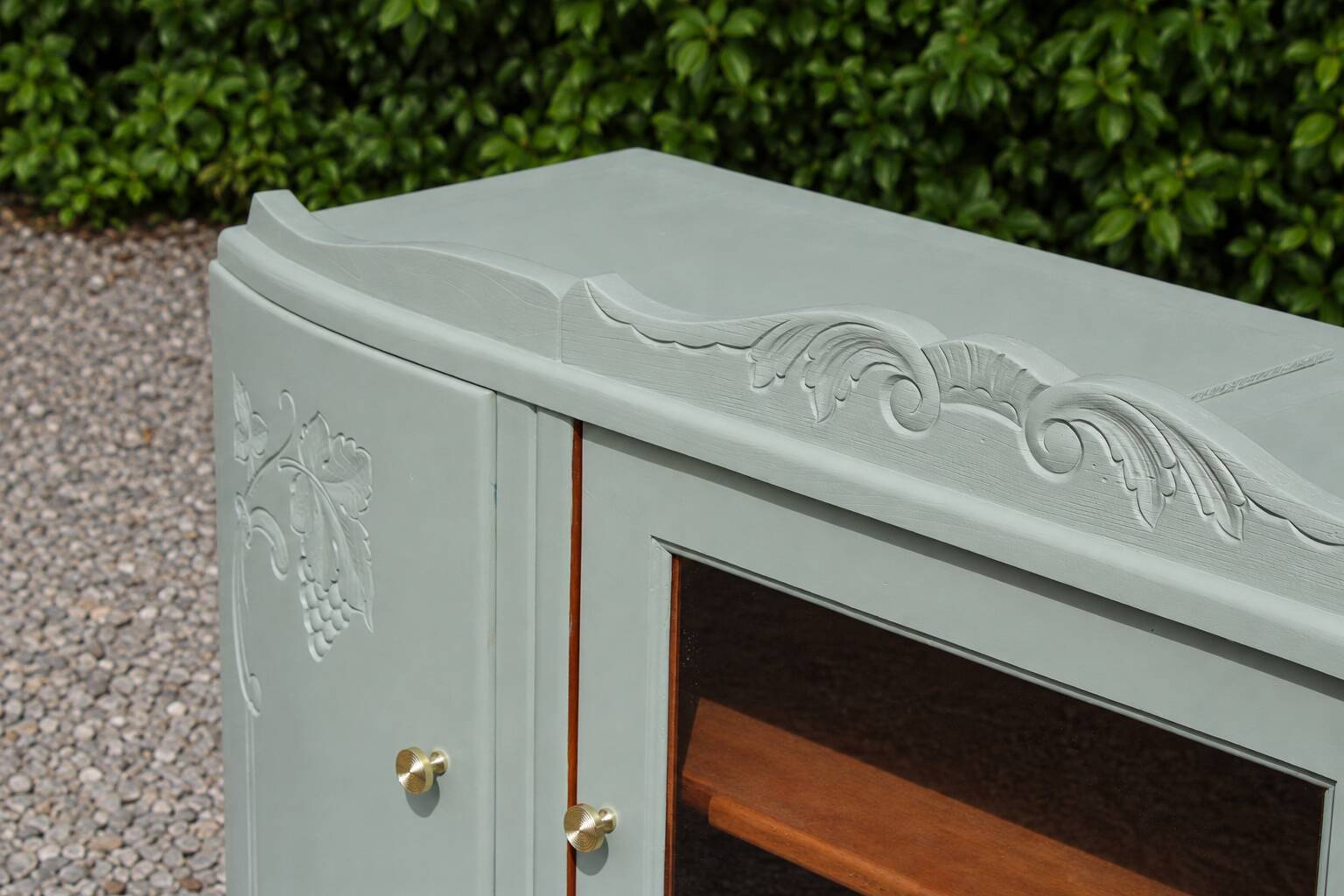 Art Deco sideboard in solid wood – Verdigris – 140 cm