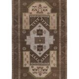 Vintage Brown Turkish Kars Rug with Mid-Century Modern Style 5'10" X 10'