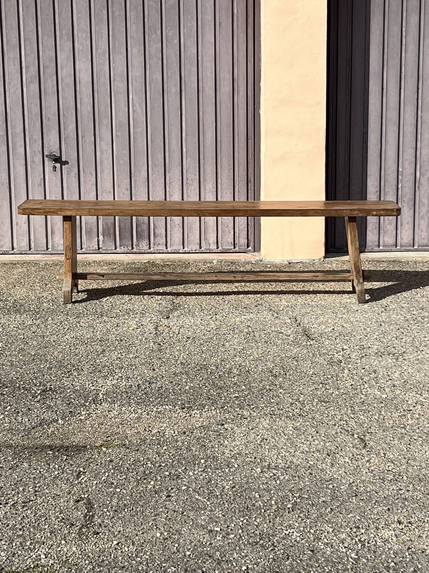 Solid wood bench, French artisanal craftsmanship.