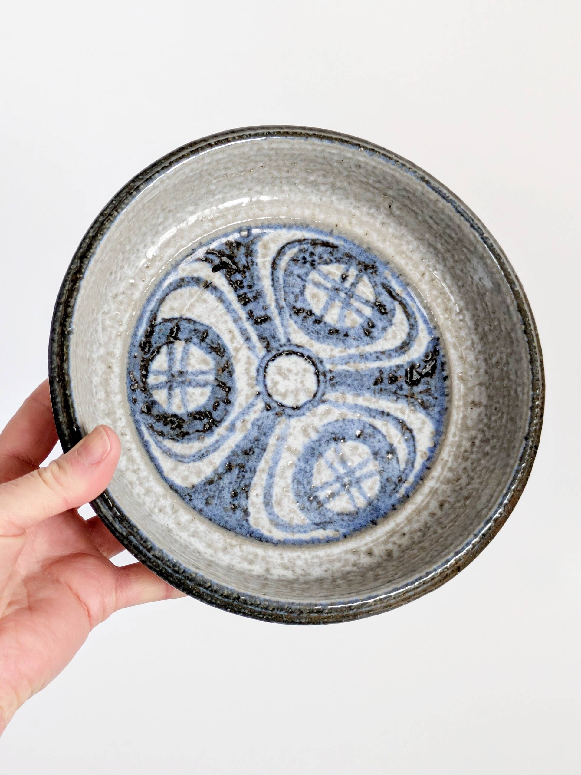 Vintage Søholm Denmark blue stoneware ceramic mid-century bowl