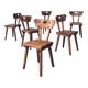 French Folk Art Rustic Dining Chair Set in Oak, 1940s, Set of 6